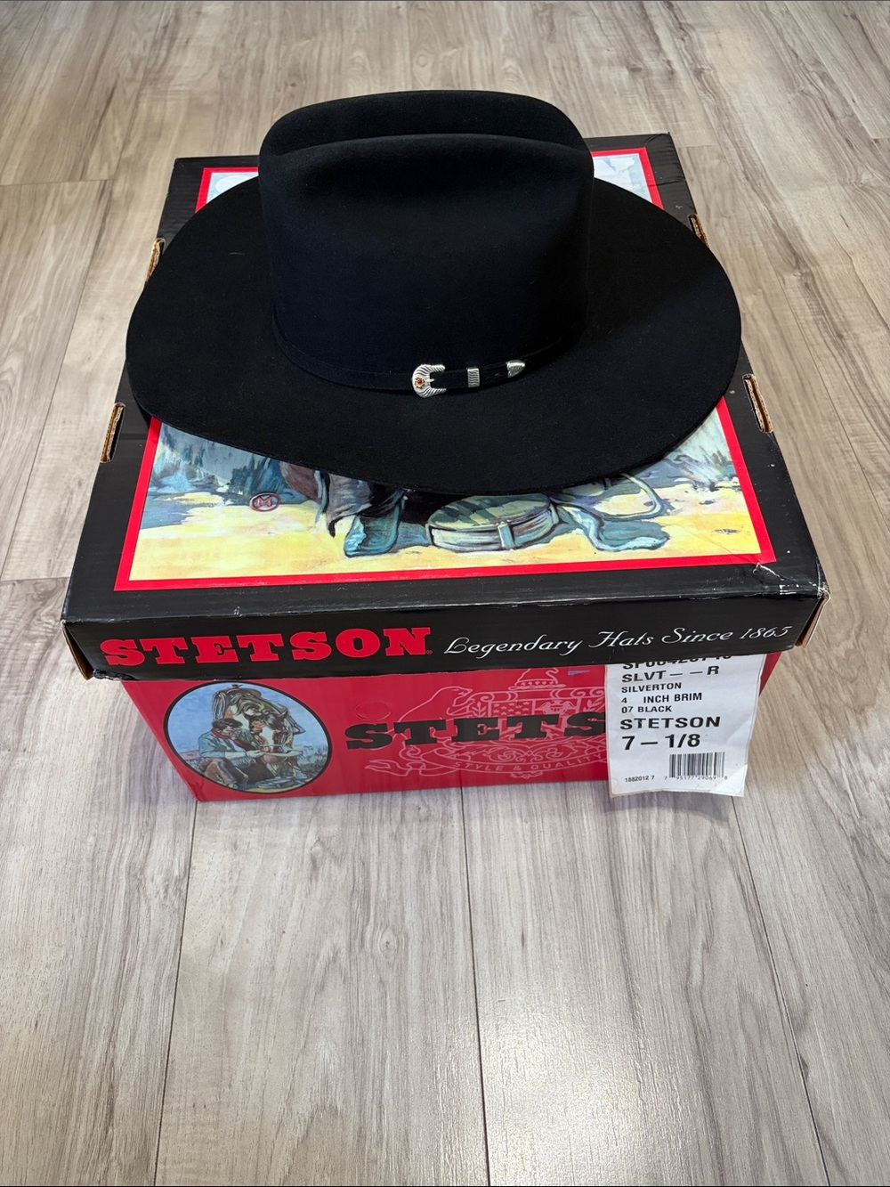 Stetson Black Felt Western Hat with Silver Buckle